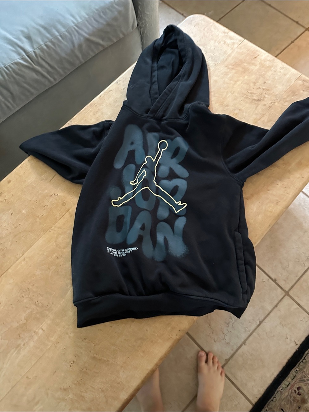 Jordan Black Hoodie with Grey Jumpman and Graphic
